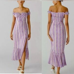 UO Olympia off the shoulder midi dress, purple, small